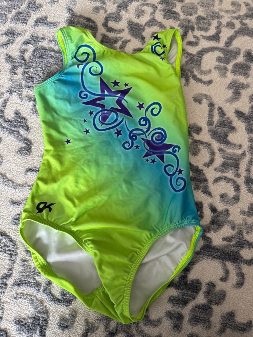 GK Kids Neon Green & Blue Ombre Star One-Piece leotard size : CL